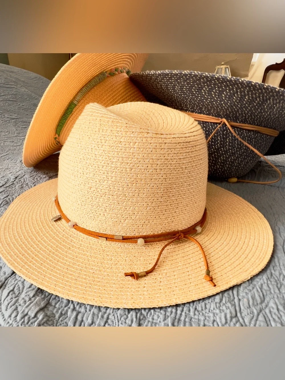 Sunday Afternoons Wanderlust Fedora Hat S/M Brown Rice Straw Sun Beach UPF 50+